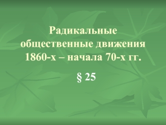 Радикальные общественные движения 1860-х – начала 70-х гг.