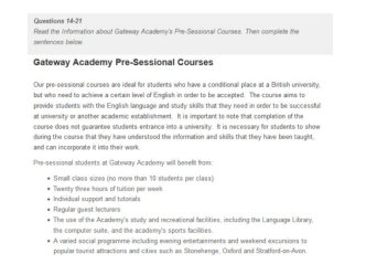 Gateway Academy Pre-Sessional Courses