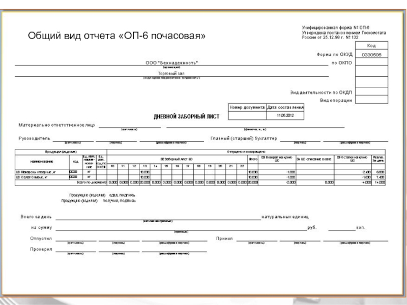 Дневной заборный лист образец заполнения пример в столовой