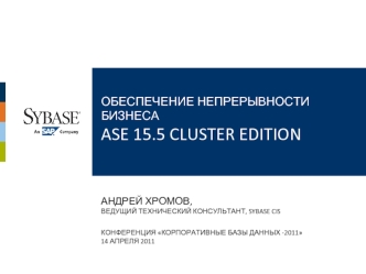 Обеспечение непрерывности бизнесаASE 15.5 cluster edition