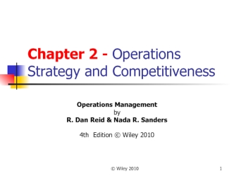 Operations strategy and competitiveness