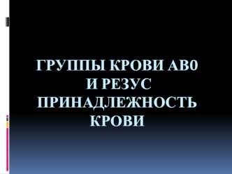 Группы крови АВ0 и резус. Принадлежность крови