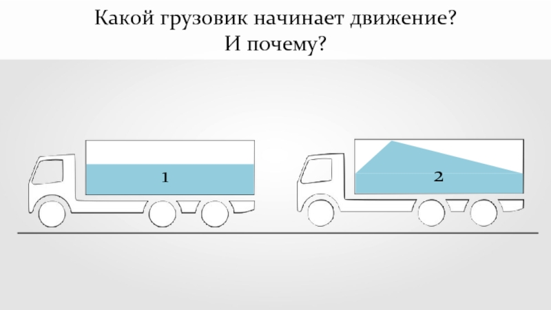 С помощью рисунка определите какой из грузовиков массы которых равны