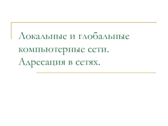 Локальные и глобальные компьютерные сети. Адресация в сетях.