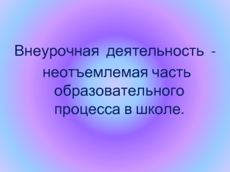 Внеурочная  деятельность  - 
 неотъемлемая часть образовательного процесса в школе.