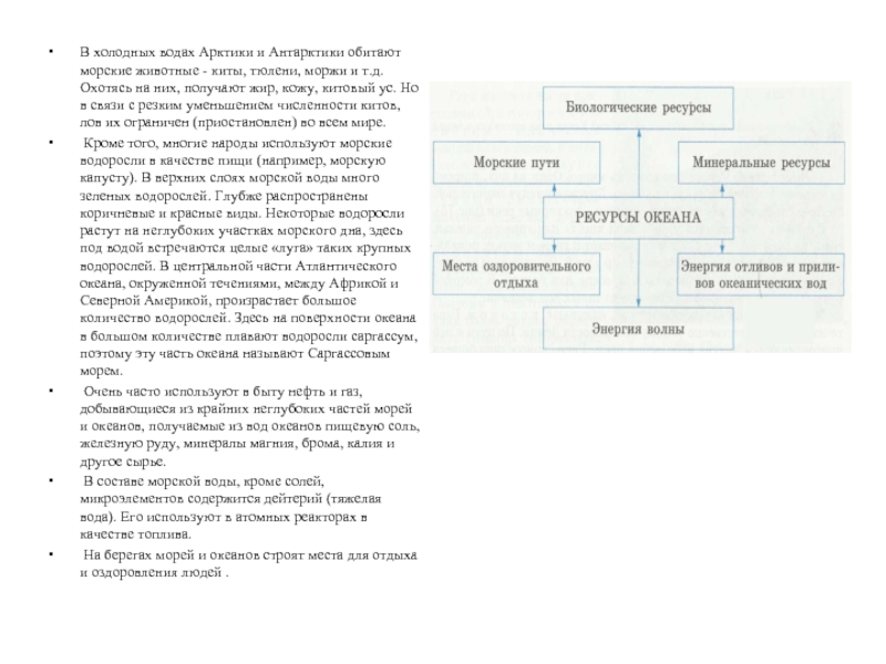 Типовой план характеристики океана