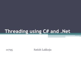 Threading using C# and.Net