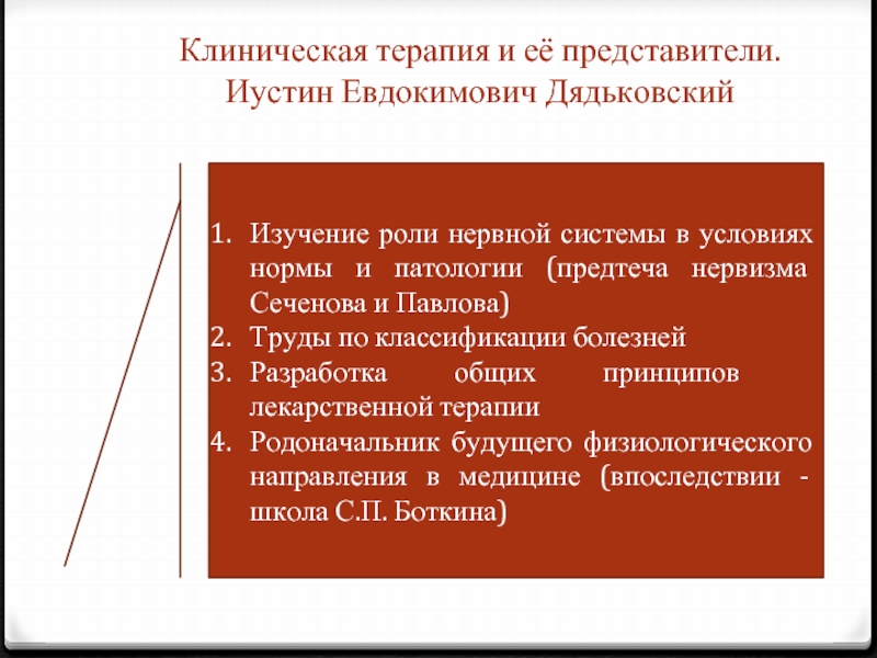 Развитие отечественной терапии дядьковский мудров боткин образцов