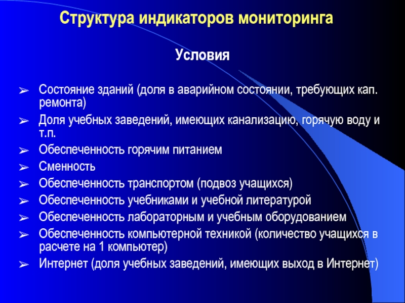 Условия состояния. Индикаторы мониторинга. Структурный указатель. Индикаторы мониторинг экономических систем. Структура по указателю.