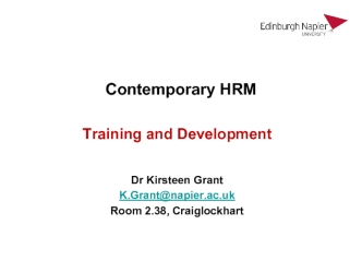 Contemporary HRM. Training and Development
