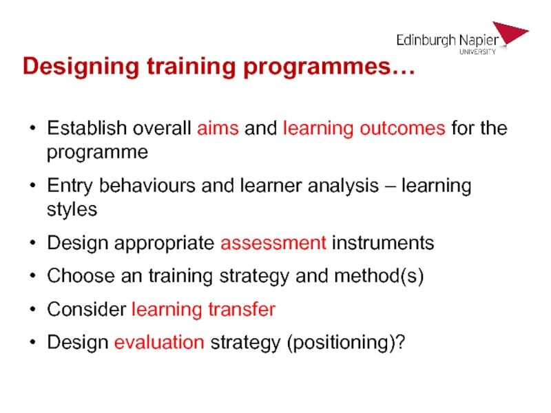 Реферат: Designing An Effective Training Program For A