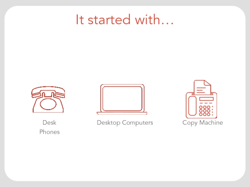 It started with… Desktop Computers Copy Machine Desk Phones
