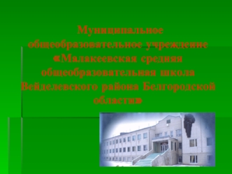 Муниципальное общеобразовательное учреждение Малакеевская средняя общеобразовательная школа Вейделевского района Белгородской области