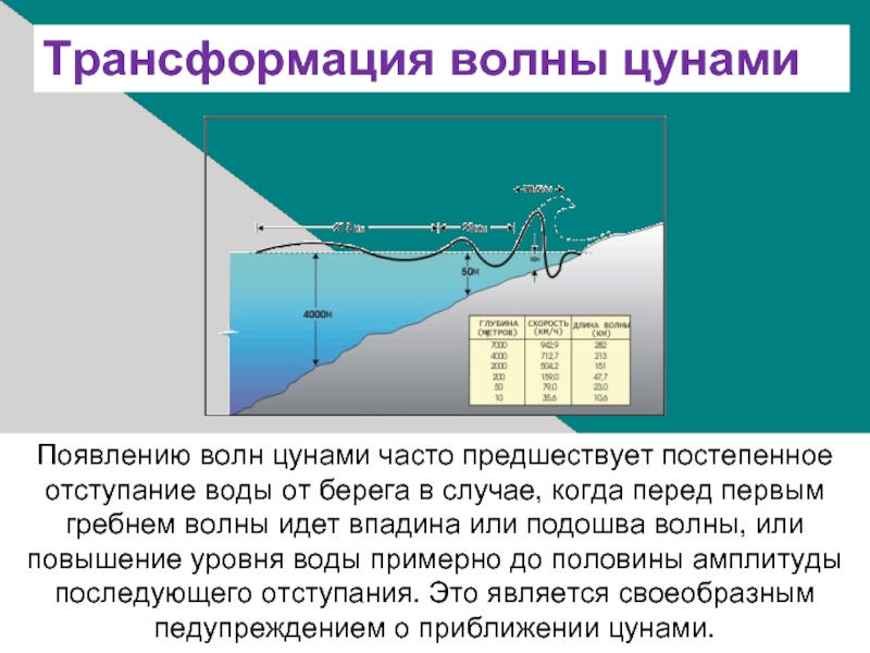 Какова волна. Возникновение волн. Высота волны ЦУНАМИ. Причины возникновения волн ЦУНАМИ. Скорость распространения ЦУНАМИ.