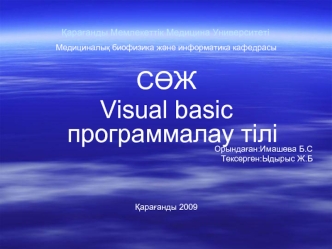 Visual basic программалау тілі