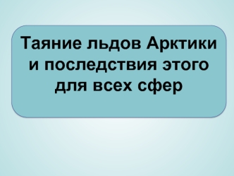 Таяние льдов Арктики и последствия этого для всех сфер