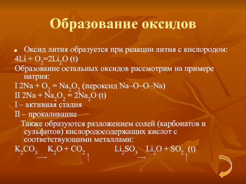 Схема образования оксида лития