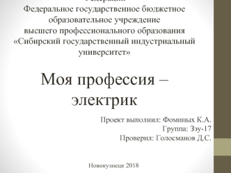 Моя профессия – электрик