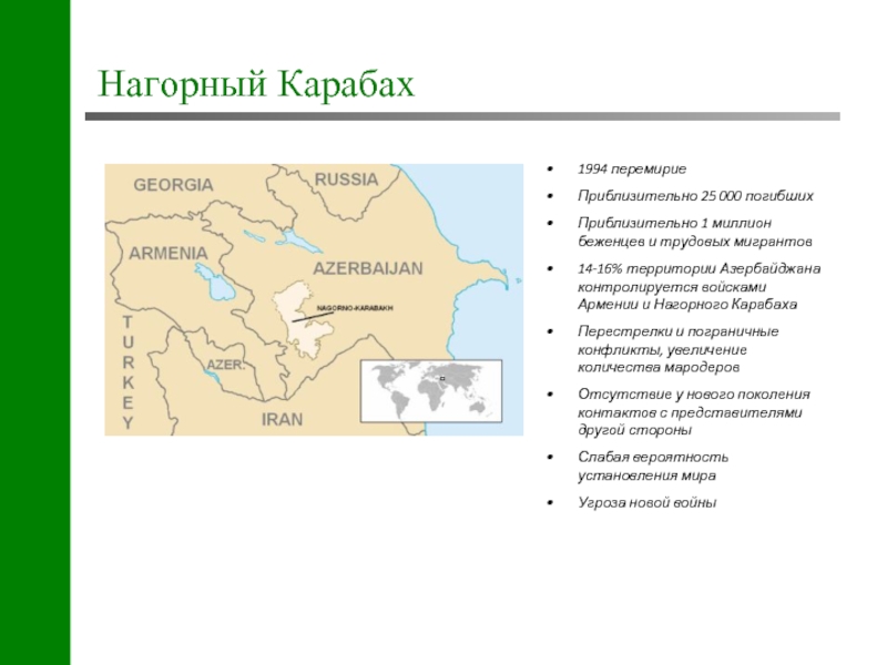 Нагорно карабахский конфликт 1991 1994 презентация