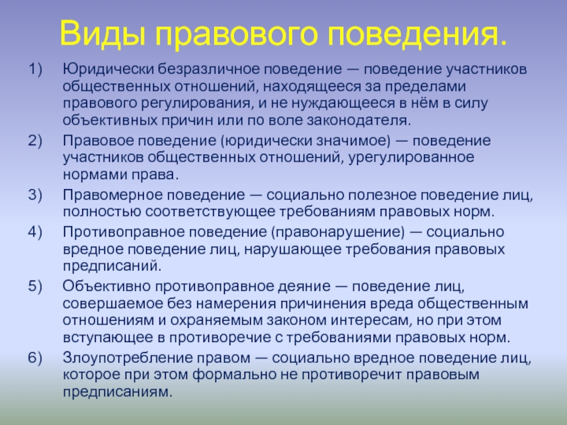 Субъекты правового поведения