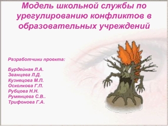 Модель школьной службы по урегулированию конфликтов в образовательных учреждений