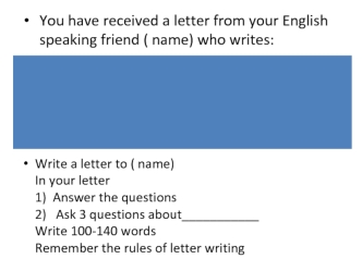 You have received a letter from your English speaking friend