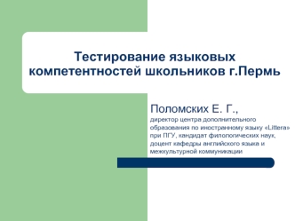 Тестирование языковых компетентностей школьников г.Пермь