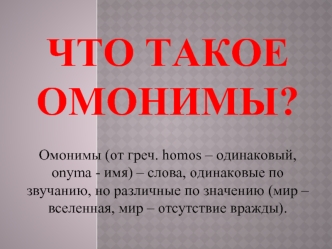 Что такое омонимы?