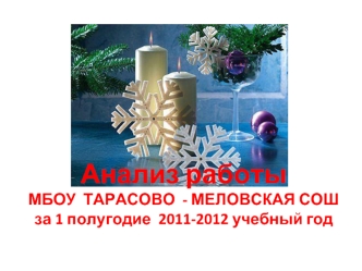 Анализ работы
МБОУ  ТАРАСОВО  - МЕЛОВСКАЯ СОШ
за 1 полугодие  2011-2012 учебный год