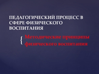 Педагогический процесс в сфере физического воспитания