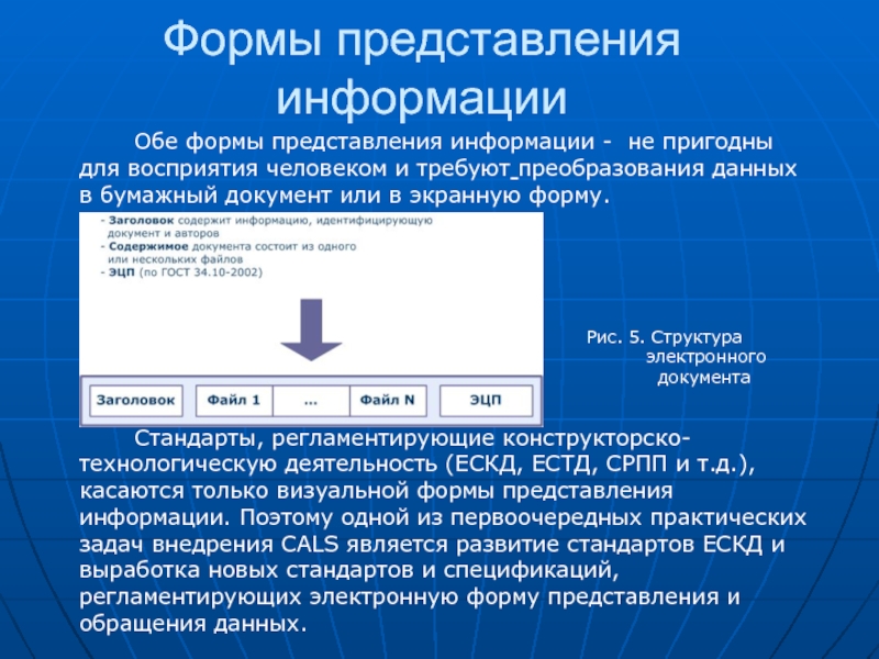 Представление информации кодом. Стандарты представления информации. Формы представления и преобразования информации. Преобразование конструкторской информации в технологическую. Эволюция форм подачи информации.