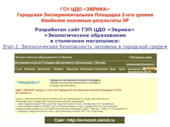 ГОУ ЦДО ЭВРИКАГородская Экспериментальная Площадка 2-ого уровняНаиболее значимые результаты ЭР