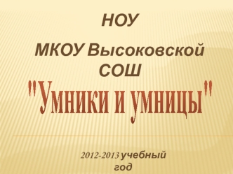 НОУ 
МКОУ Высоковской СОШ