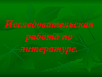 Исследовательская работа по литературе.