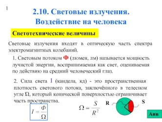 Световые излучения. Воздействие на человека