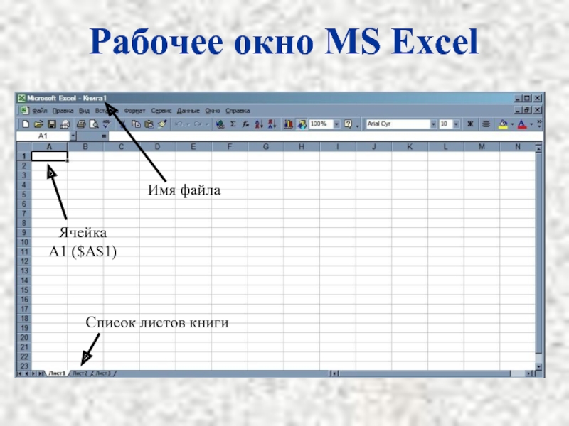 Имя excel. Рабочее окно MS excel. Список листов книги excel. Рабочее окно. Макет страницы книги MS excelэ.