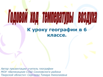 Годовой   ход    температуры
    воздуха