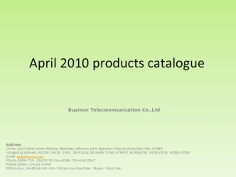 April 2010 products catalogue Buyincn