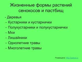 Жизненные формы растений сенокосов и пастбищ