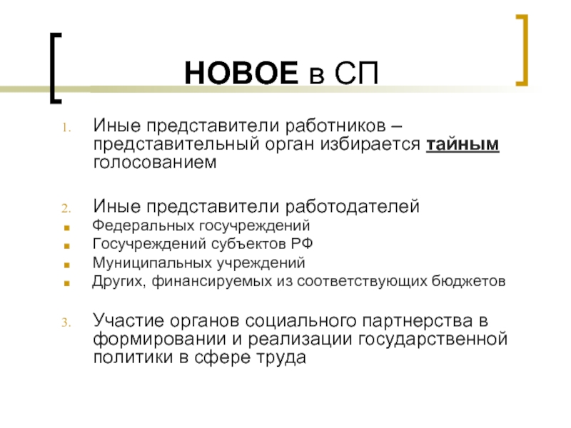 Представители работников и работодателей. Иные представители работников. Иные представительные органы работников. Иной представитель работников избирается. Иной представительный орган работников может избираться.