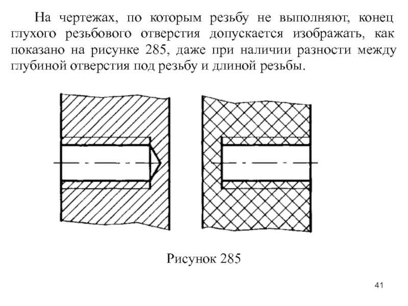 Глухое резьбовое отверстие чертеж