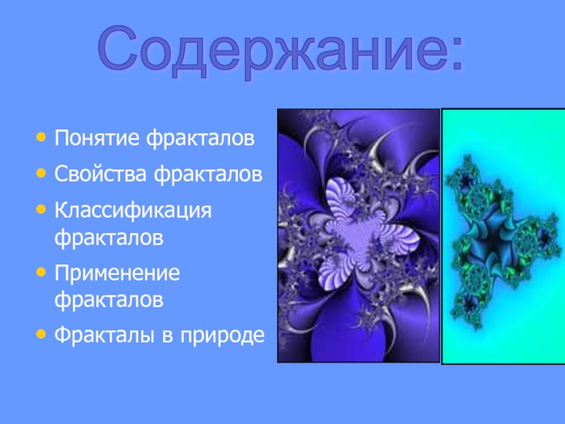 Применение фракталов. Свойства фракталов. Основные свойства фрактала. Классификация фрактальной графики. Основное свойство фракталов.