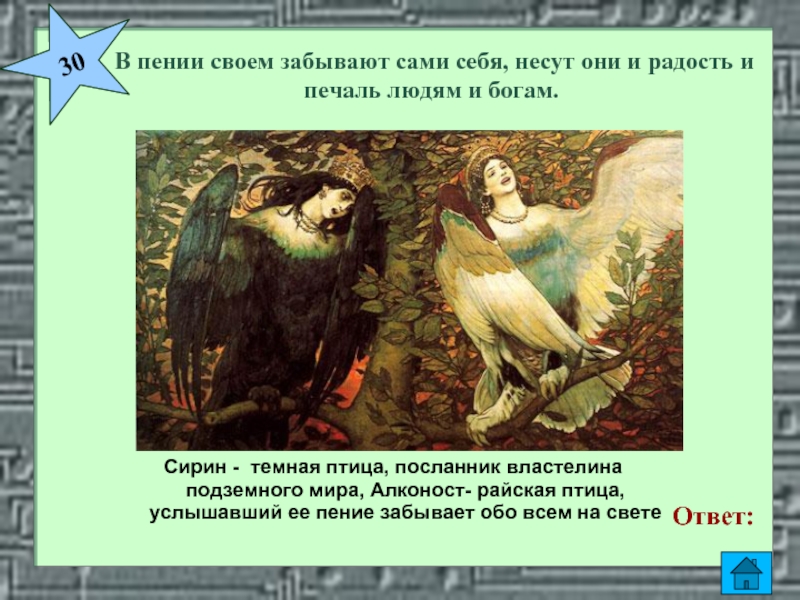 Песнь радости. Васнецов Виктор Михайлович Сирин и алконост. Васнецов Сирин и алконост песнь радости и печали. Васнецов птицы радости и печали. Сирин и алконост Васнецов описание.