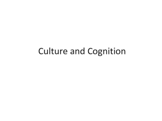 Culture and cognition
