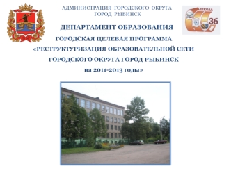 ГОРОДСКАЯ ЦЕЛЕВАЯ ПРОГРАММА 
РЕСТРУКТУРИЗАЦИЯ ОБРАЗОВАТЕЛЬНОЙ СЕТИ ГОРОДСКОГО ОКРУГА ГОРОД РЫБИНСК 
на 2011-2013 годы