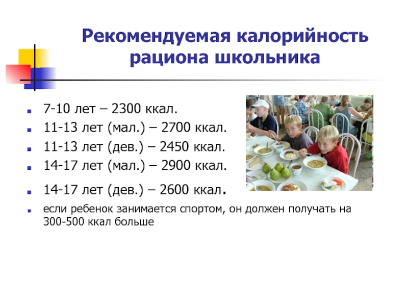 Калорийность пищи презентация