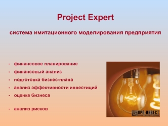 Project Expert 
система имитационного моделирования предприятия