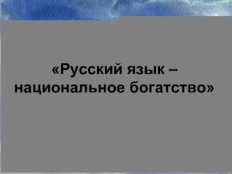 Русский язык – национальное богатство