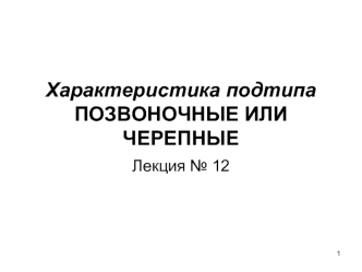 Характеристика подтипа позвоночные или черепные. (Лекция 12)