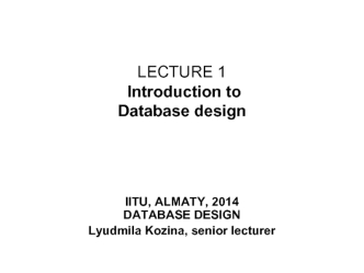 Introduction to Database design